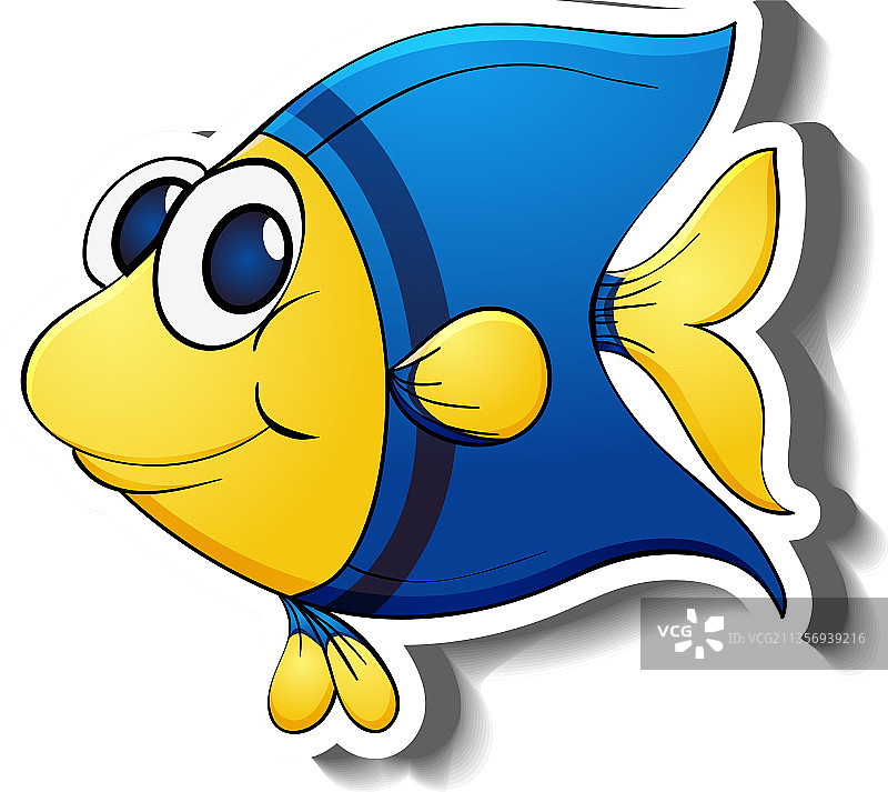 天使鱼海洋动物卡通贴纸图片素材