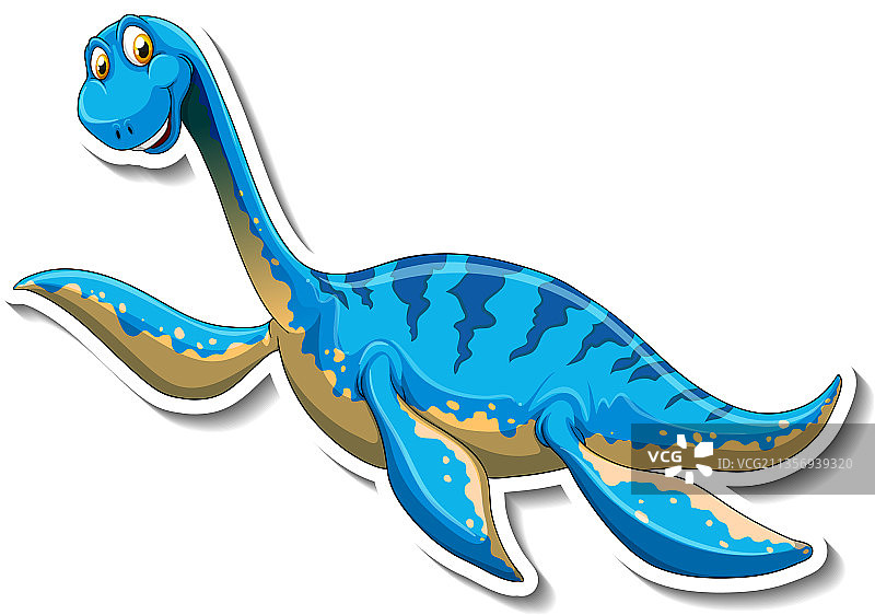 卡通蛇颈龙恐龙贴纸图片素材