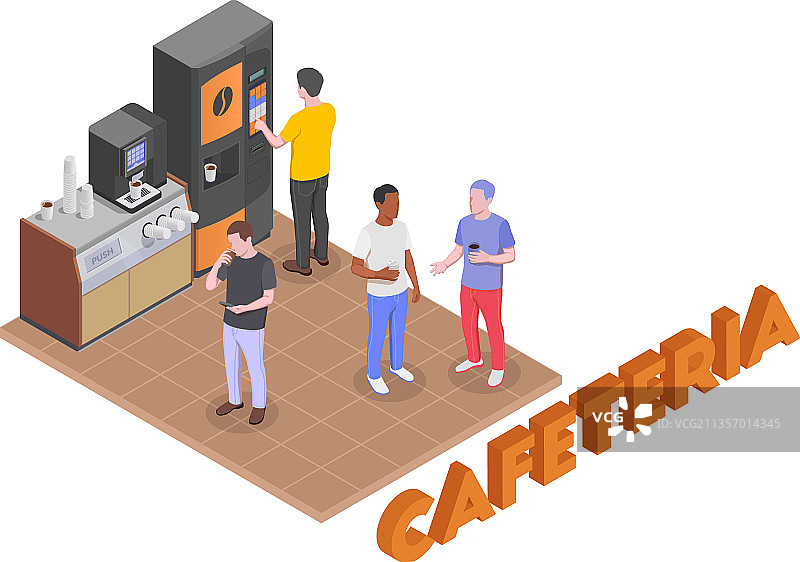 自助餐厅人物2.5D构图图片素材
