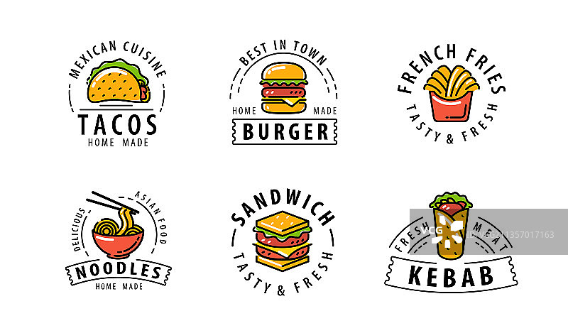 食物logo标签或餐厅菜单咖啡馆图片素材