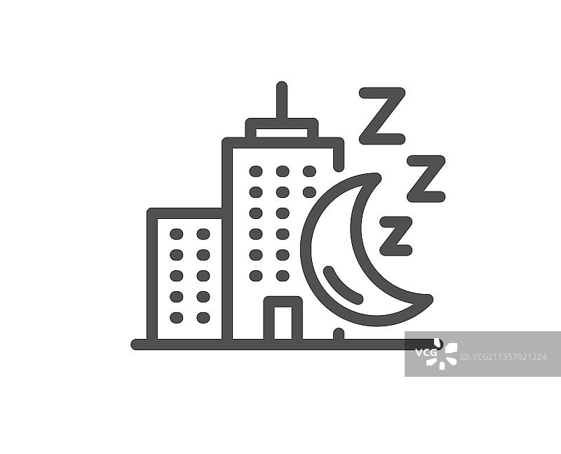 夜间城市线条图标摩天大楼睡眠标志图片素材