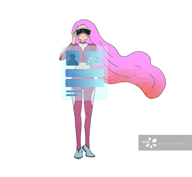 戴VR眼镜的女孩图片素材