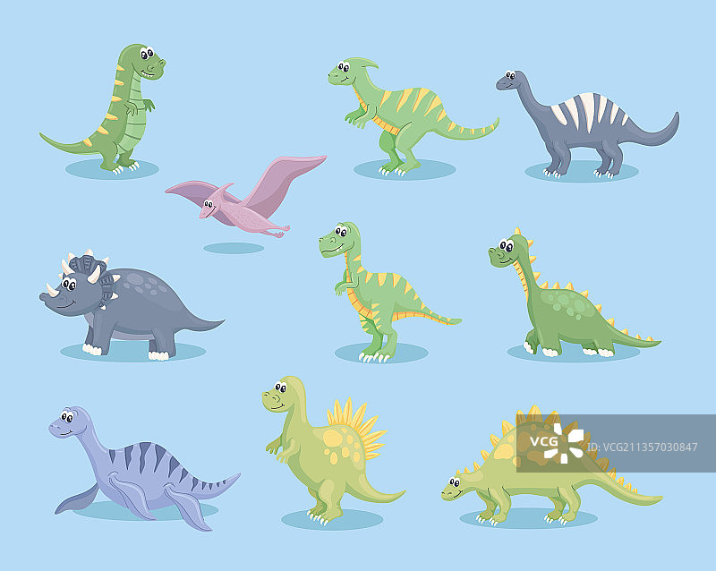 十个可爱恐龙图标图片素材