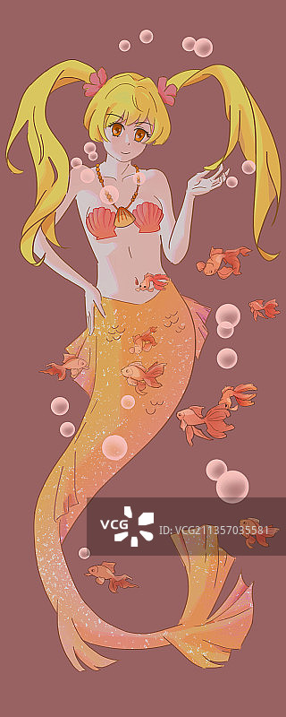 人鱼与金鱼图片素材