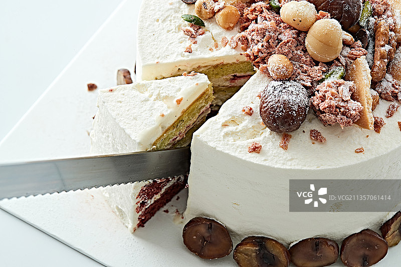 鲜奶油板栗坚果曲奇饼洛丽塔蛋糕图片素材