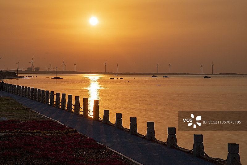 荣成海滨日落图片素材