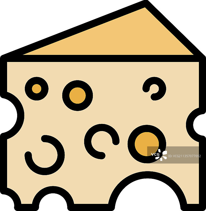 奶酪切片彩色轮廓图标图片素材