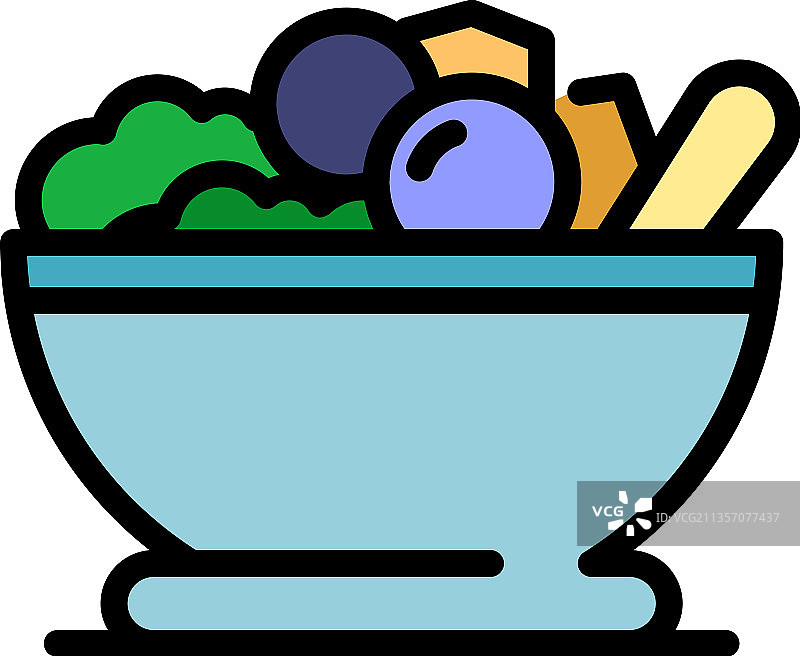 希腊沙拉彩色图标轮廓图片素材