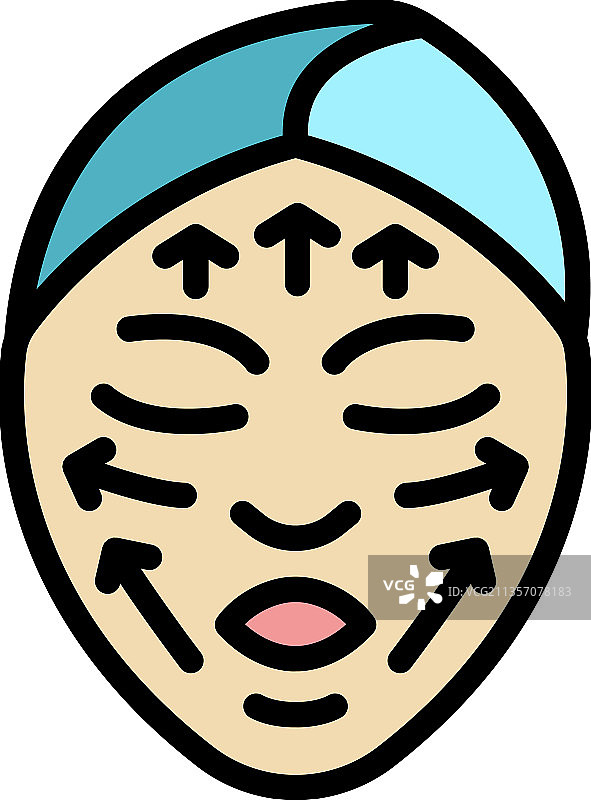 皱纹皮肤脱皮彩色轮廓图标图片素材