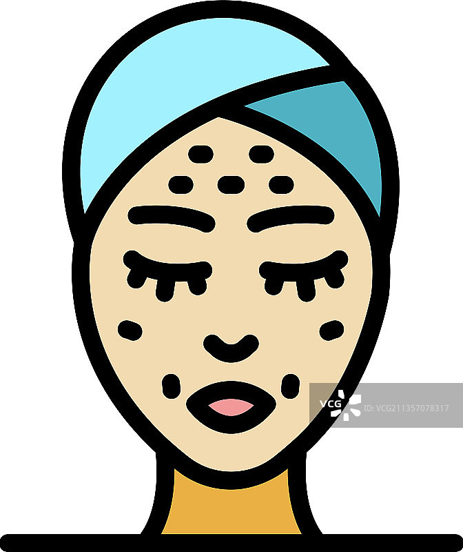 皱纹美容问题彩色轮廓图标图片素材