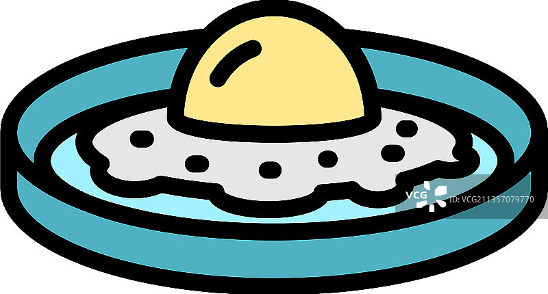 自制食品煎蛋图标彩色轮廓图片素材