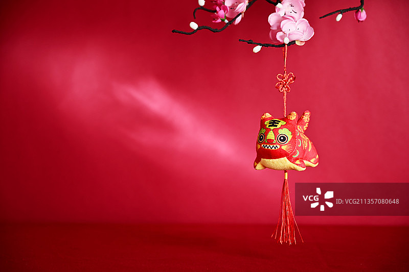 国潮虎年新年春节拜年祝福吉祥中国红图片素材