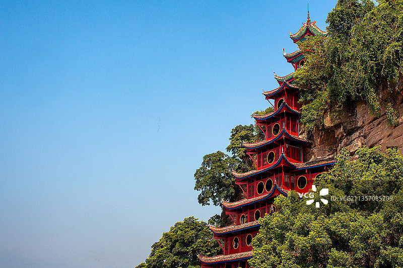 重庆石宝寨：长江上的巨型山水盆景图片素材
