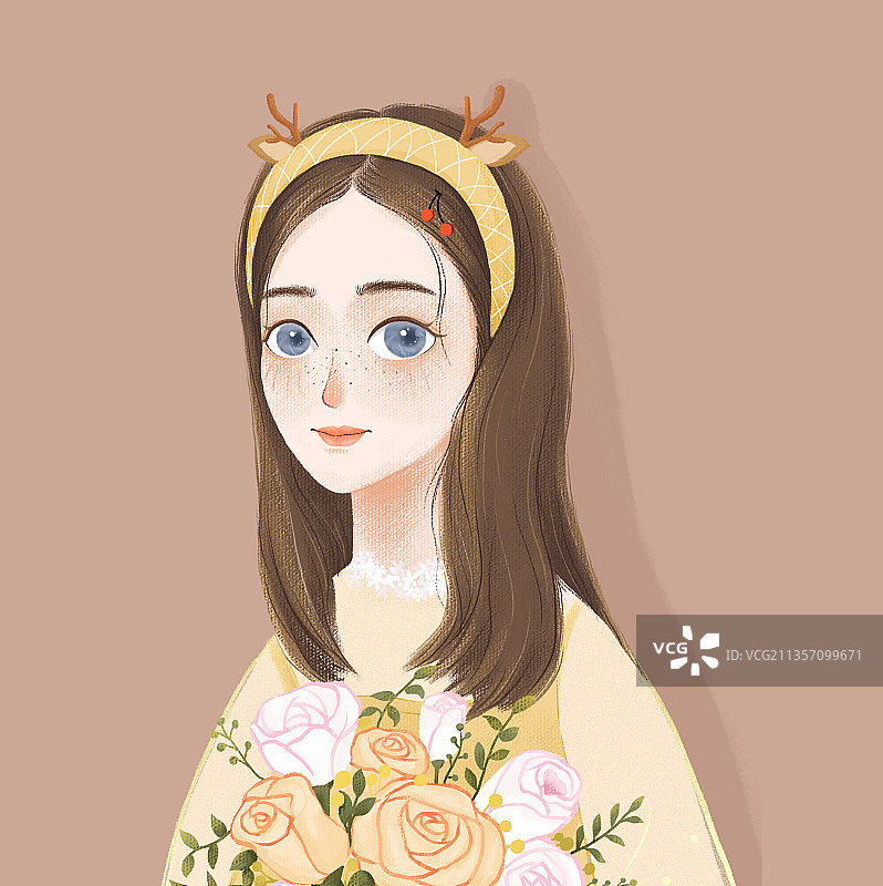 戴发箍女孩图片素材