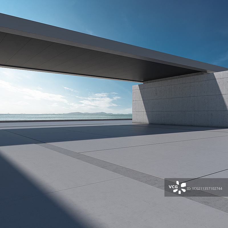 三维渲染的人造空间别墅汽车背景图图片素材