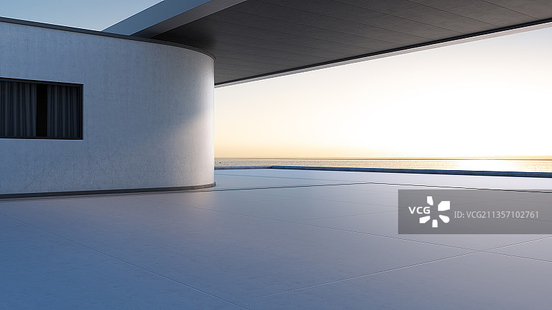 三维渲染的人造空间别墅汽车背景图图片素材