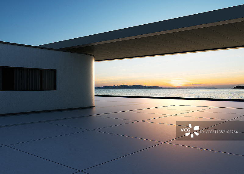 三维渲染的人造空间别墅汽车背景图图片素材