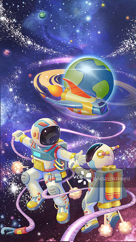 宇航员太空探索插画图片素材