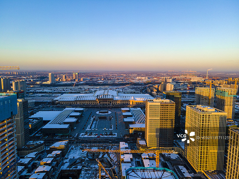 济南城市日出风光图片素材