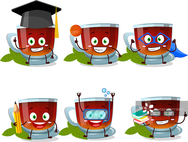 薄荷茶卡通人物学生图片素材