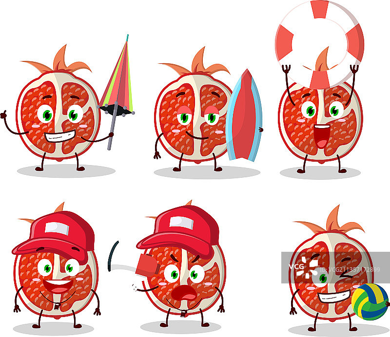 开心面石榴切片卡通形象图片素材