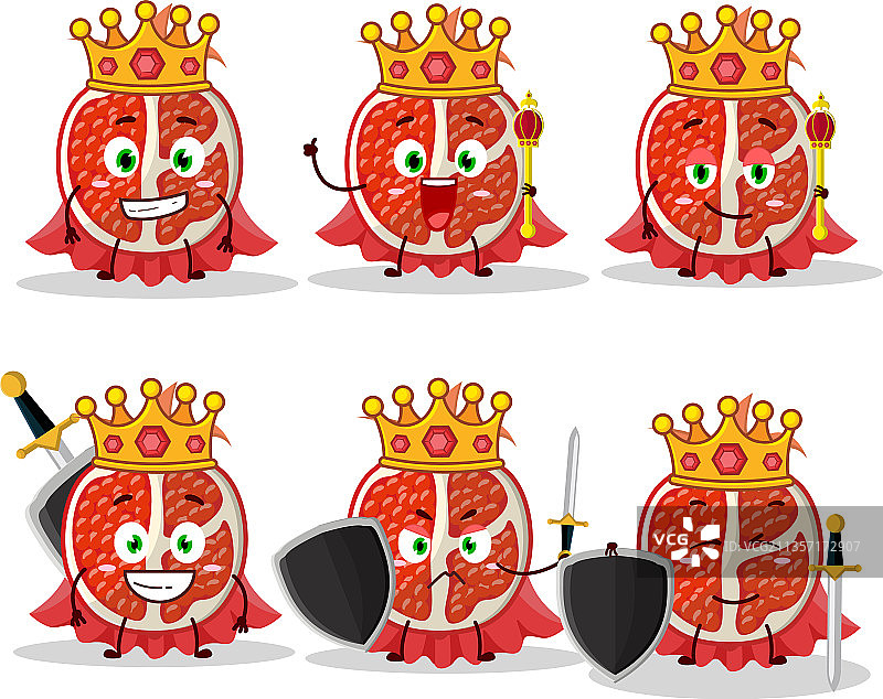 卡通国王与石榴切片图片素材