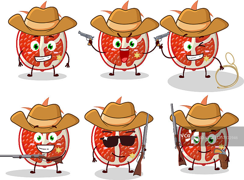 酷炫牛仔石榴切片卡通图片素材