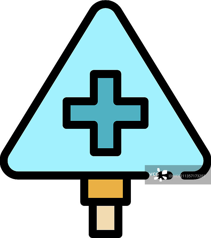 道路指示牌图标彩色轮廓图片素材