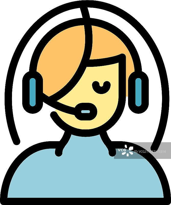 呼叫接线员图标彩色轮廓图片素材