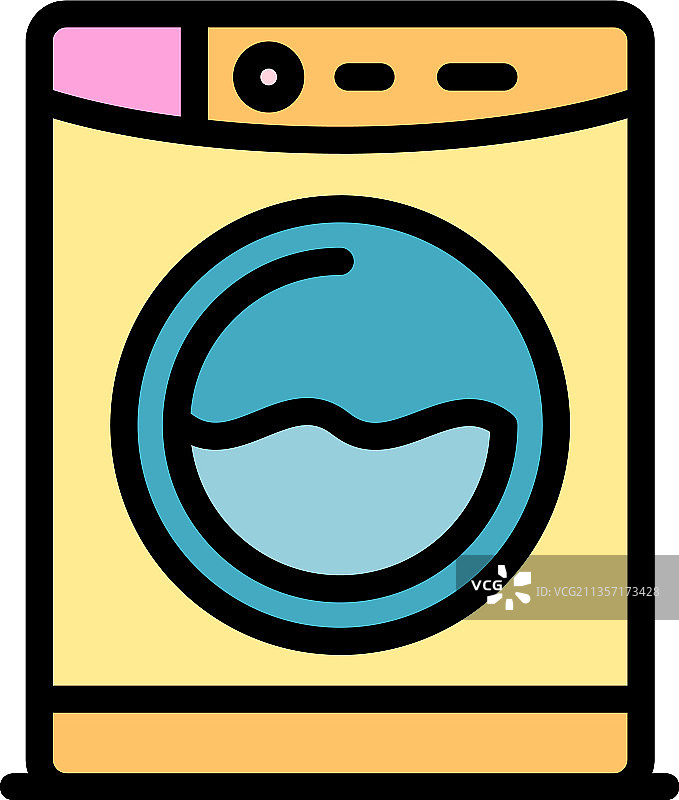 洗衣机彩色轮廓图标图片素材