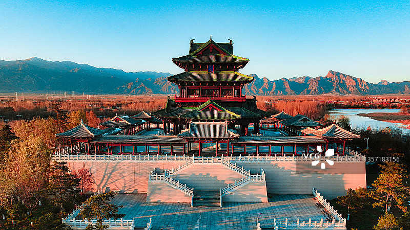 日落下的永宁阁图片素材