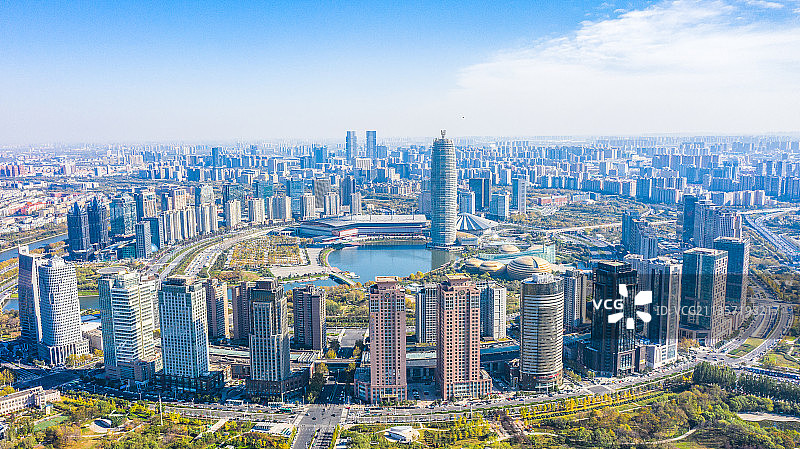 郑州郑东新区城市风光全景CBD高视角图片素材