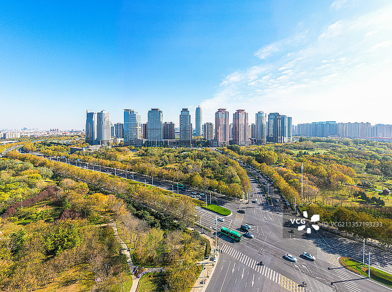 郑州郑东新区城市风光全景CBD高视角图片素材