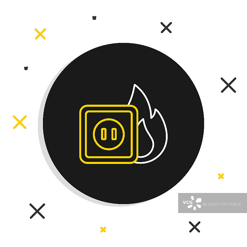 火灾中插座的线性电线图标图片素材