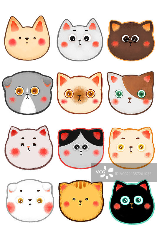 可爱猫咪头元素合集图片素材