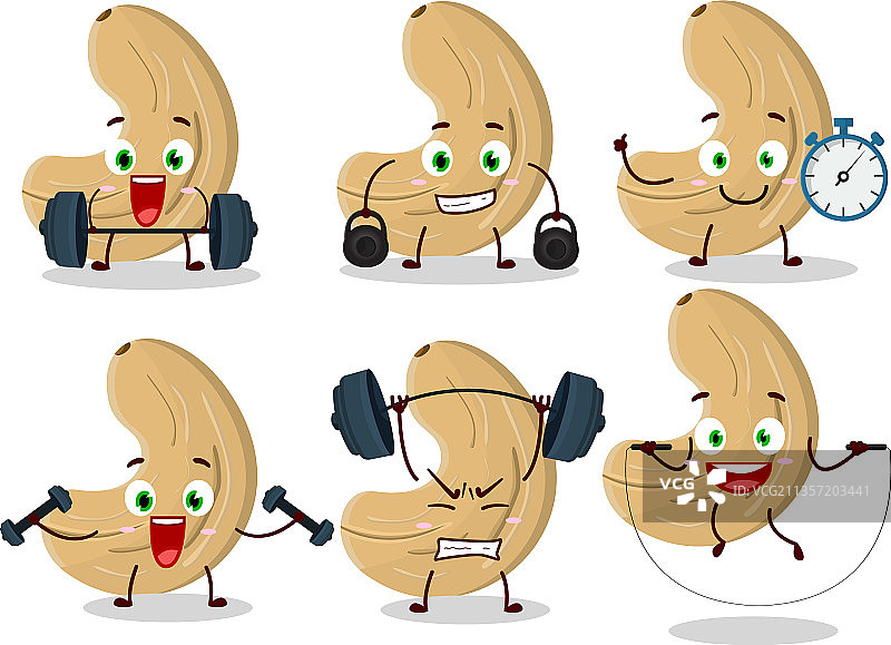 尝试食物的健康腰果卡通形象图片素材