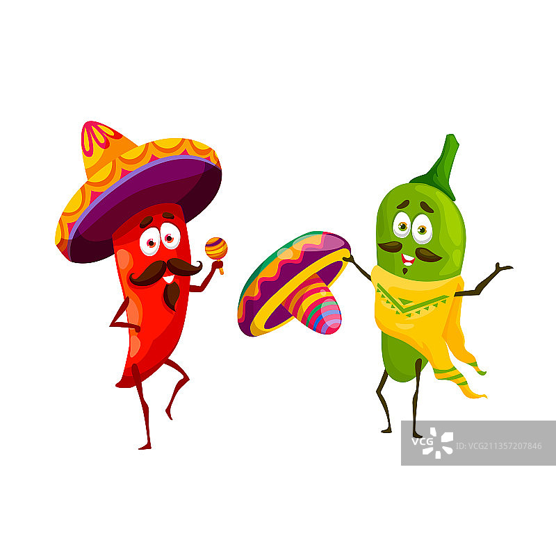 卡通墨西哥辣椒角色图片素材