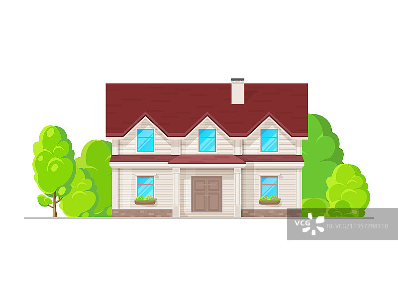 带有壁板的郊区住宅楼图片素材