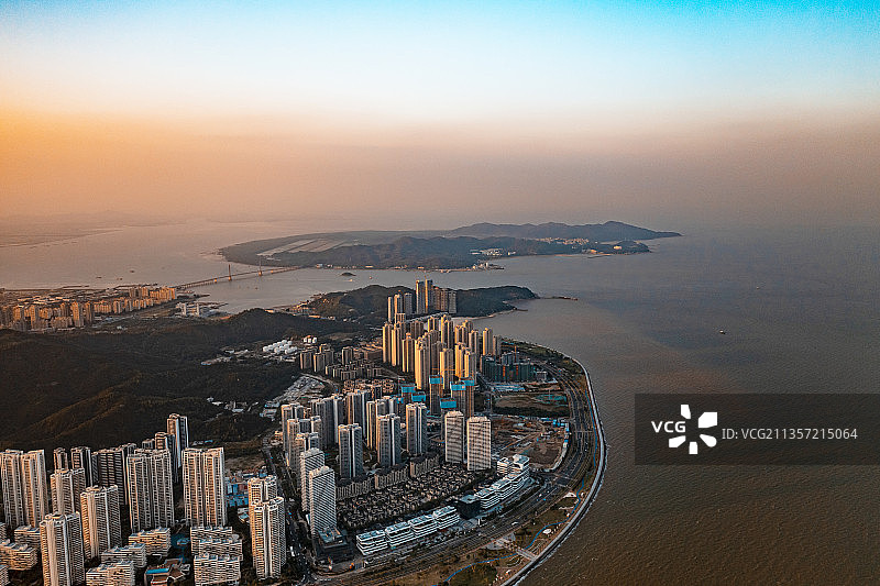 远眺淇澳岛图片素材