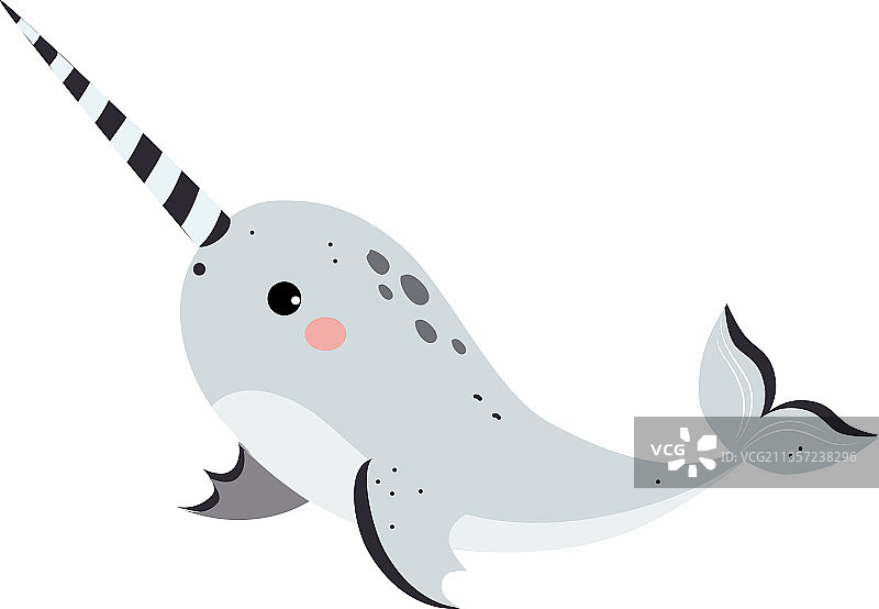 长牙齿的可爱独角鲸图片素材