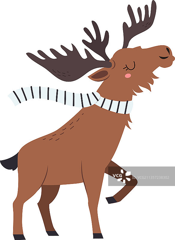 戴着角的可爱驼鹿北极动物图片素材