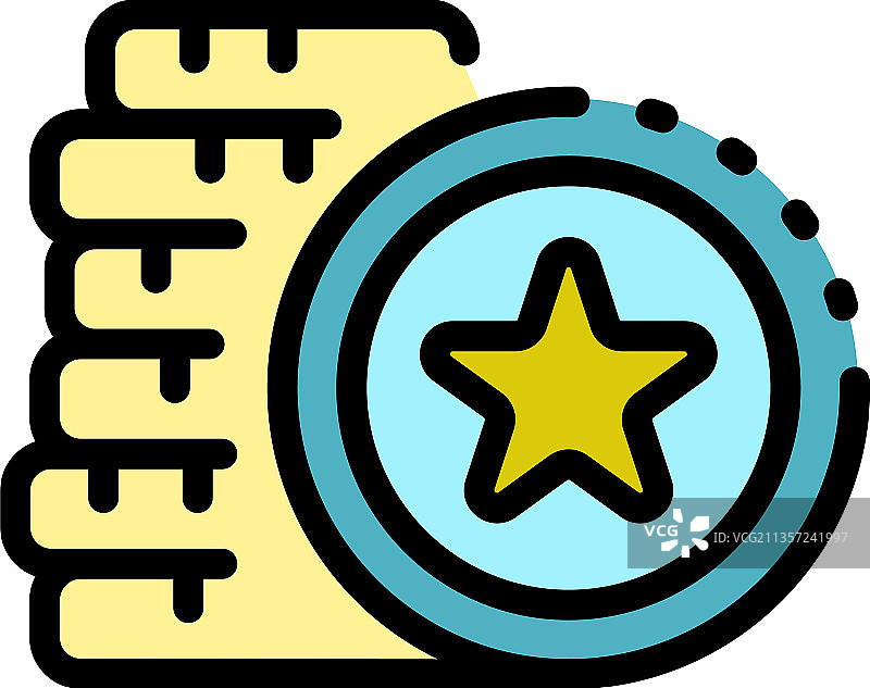 赌场硬币彩色轮廓图标图片素材