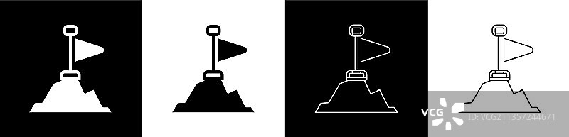 山顶带旗帜的图标图片素材