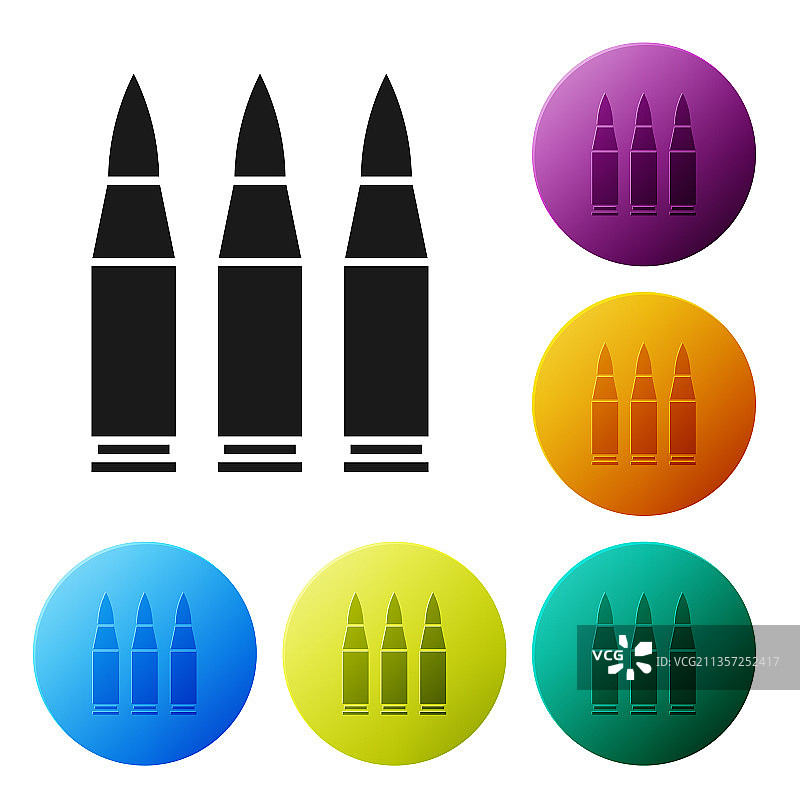 白色背景上的黑色子弹图标图片素材