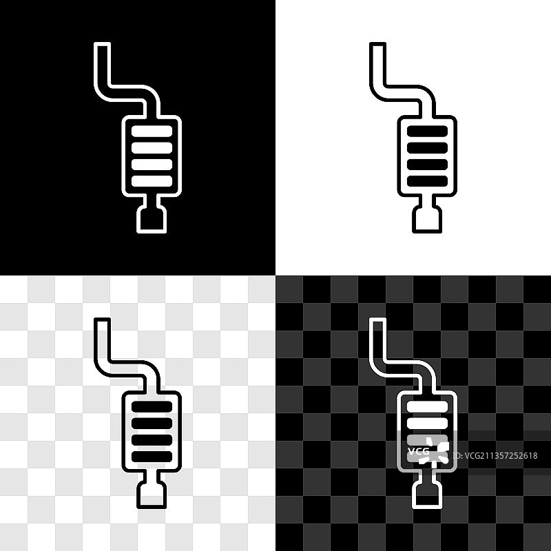 黑色和白色背景上的汽车消声器图标图片素材