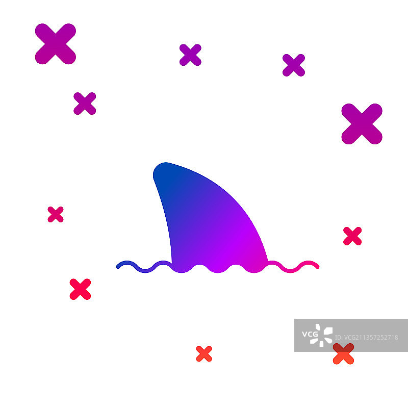海浪中的鲨鱼鳍彩色图标图片素材