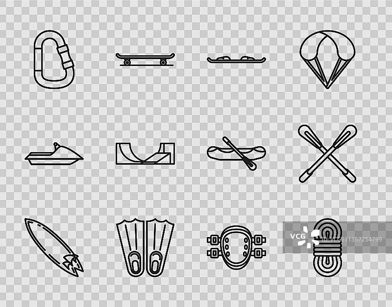 冲浪板攀岩绳滑雪板线条图片素材