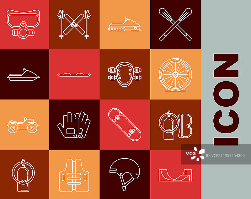 滑板公园、潜水面罩和水肺图片素材