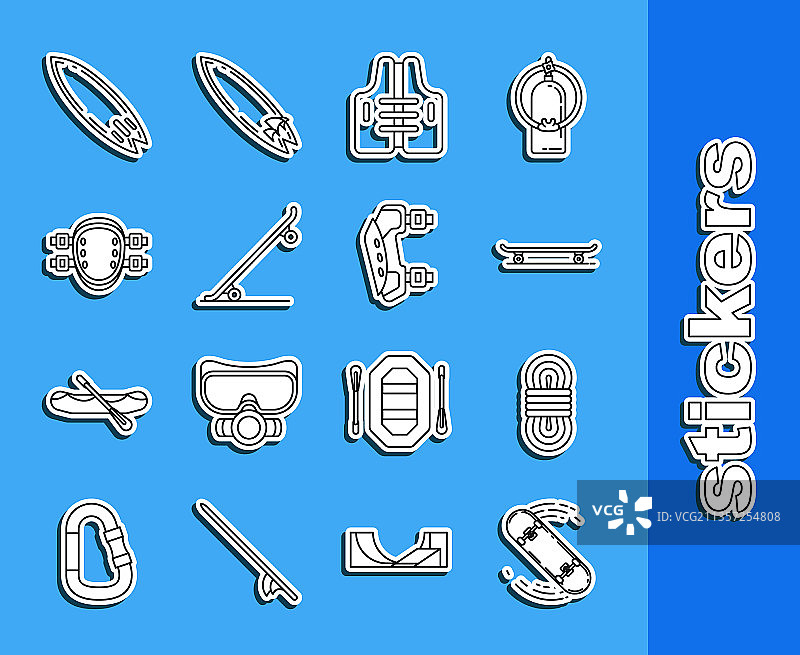 滑板技巧、攀登绳索线条集合图片素材