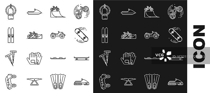 雪地摩托滑板特技自行车线条图片素材